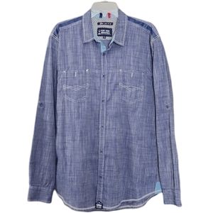 Raw Yarn Industries Slim Fit Blue Chambray Shirt‎ Men's XL